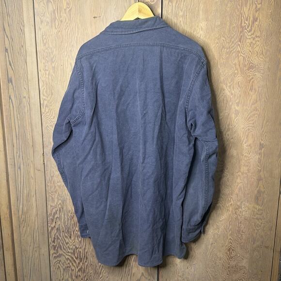 Woolrich Men Size XL Blue Long Sleeve Button Up Shirt Flap Pockets EUC - Picture 2 of 4
